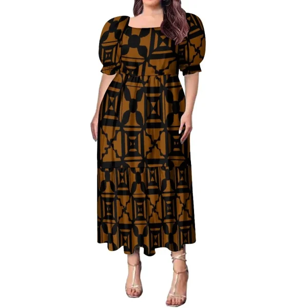 High Quality Hawaiian Tropical Style Design Women's Bubble Sleeve Dress Polynesian Plus Size Women Clothing TE PA Casual Dresses - Image 40