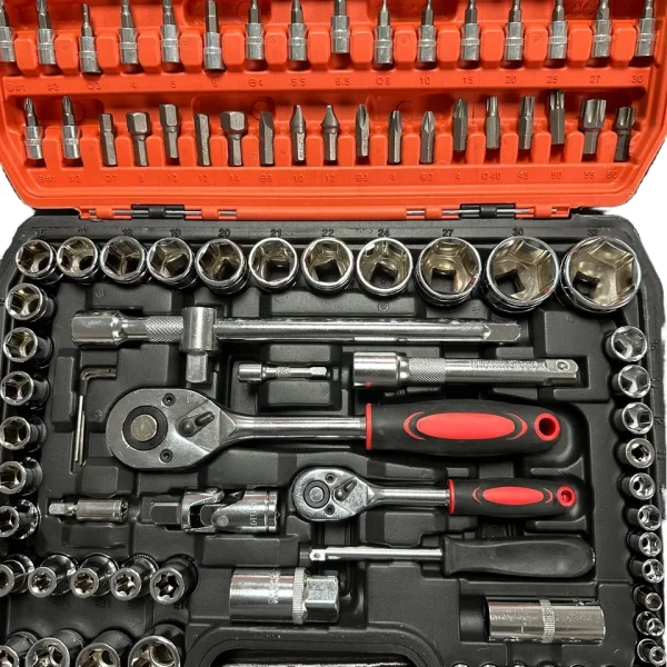 108pcs Chrome Vanadium Steel Manual Tool Kit Including Durable Non-Battery Metric Ratchet Socket Wrench Automotive Mechanical - Image 5