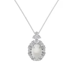 Dylam Top High Fine Jewelry Supplier 925 Sterling Silver 5A Cubic Zirconia White Chalcedony Pendant Necklace for Women Dress up