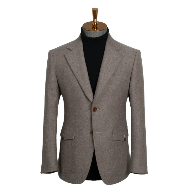 HARCHOY Classic High End off the Shelf blazer Man Suit for Men Flat Lapel Single Breasted Tweed Wool Slim Grey Suit for Men Suit - Image 7
