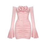 LS2386 Kimshein Fashion Womens Fashion Streetwear Dress Long Sleeve Flower Dress Sexy Women Dresses Clothing - Image 4