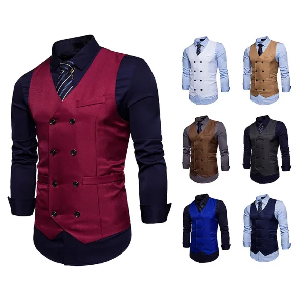 Double-Breasted Slim Fit Waistcoats - Image 4