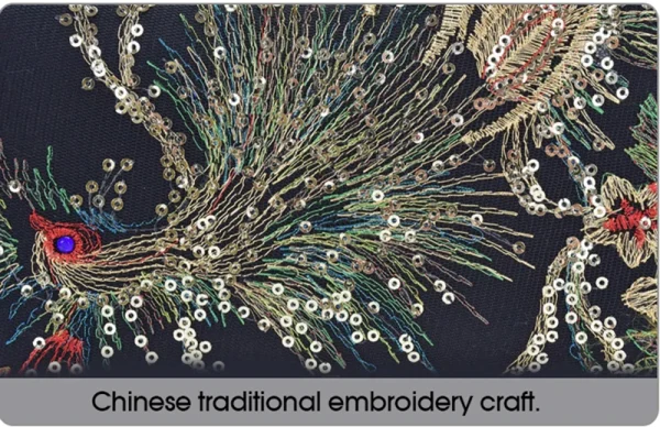 Ethnic Style Sequins Tote Bag, Peacock Embroidery Handbags, Vintage Canvas Crossbody Bag - Image 15