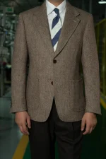 HARCHOY Brown Single Breasted Flat Lapel Collar 100 Wool Tailored Suit Turkey Suit for Men blazer Man Suit Wholesale - Image 6