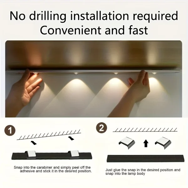 White/Black LED Cabinet Light USB Rechargeable Motion Sensor LED Light for Kitchen Wardrobe Cabinet Lighting 20CM/30CM/40CM/50CM - Image 5