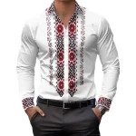 Mens Casual Shirts Long Sleeve Ethnic Style - Image 13