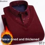 2026 Men's Winter Warm Shirts Thickened Fake Two-piece Shirts Male High-quality Shirts Men's Warm Clothes Shirt Pullovers Tops - Image 5