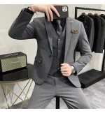 ( Jacket + Vest + Pants ) High-end Brand Boutique Fashion Solid Color Mens Casual Business Suit 3Piece Set Groom Wedding Dress - Image 33