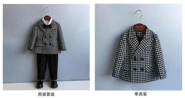 Boys' Double-Breasted Houndstooth Suit Set - Image 9