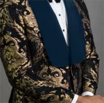 Boys' Navy Blue Floral Prom Suit - Image 2