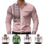 Mens Casual Shirts Long Sleeve Ethnic Style - Image 5
