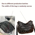 Vintage PU Crossbody Bag, Retro Multi Layer Shoulder Bag, Women's Fashion Handbag & Purse, Female Work Travel Messenger Bag - Image 22