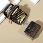 RFID Protection Mini Wallet - Chic Faux Leather with Double Zipper, Multiple Card Slots & Slip Pocket, Compact Classic Clutch - Image 21