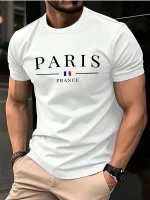 Men's Loose Paris Creative Letter Print T-shirt - Image 4