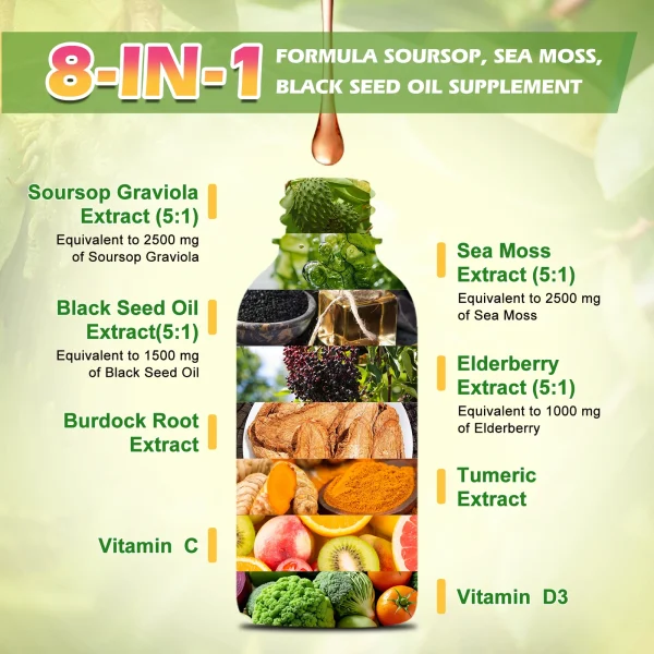 Graviola Extract Drops Black Seed Oil Support Immunity and Kidney Health,Detox, - Image 8