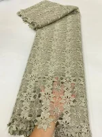 2025 African Nigerian High Quality Embroidery Lace Fabric Water Soluble  Tulle Wedding Party Dress Guipure Sequins 5Yards JL525 - Image 7