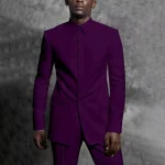 Tailored Man Suit Stand Collar Tuxedo Gentleman Solid Color Outfit Set 2 Piece Suits Smart Casual Daily Office Male Clothing - Image 12