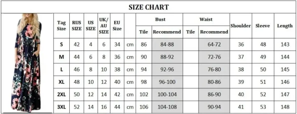 Summer Maxi Dress Women Floral Print Boho Beach Dress - Image 19