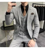 ( Jacket + Vest + Pants ) High-end Brand Boutique Fashion Solid Color Mens Casual Business Suit 3Piece Set Groom Wedding Dress - Image 42