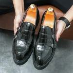 Green leather loafers' shoes - Image 7