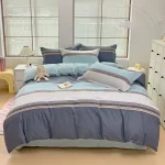 3pcs Dark Blue Striped Style Duvet Cover Set for Boy Geometric Pattern Luxury Hotel Room Decor 100% Cotton Skin-friendly Bedding - Image 9