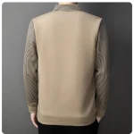 Long Sleeve T-shirt Shirts Winter Fleece Male Lapel Fake Two-piece Striped Regular Fit Thick Plush Warm Knitted Pullover Men Top - Image 38