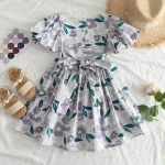 Elegant Princess Plaid Bow Midi Dress - Image 9