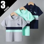Boys Handsome And casual Lapel Short Sleeved T-shirt - Image 7