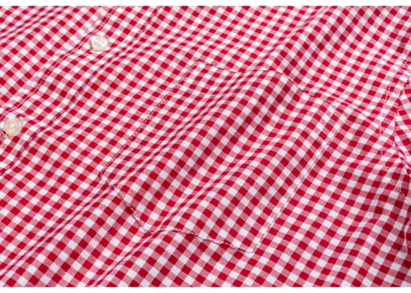 Plaid Checkered Short Sleeve 100% Cotton Shirt Button - Image 46