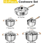 Cookware Set with 10 Pieces Including Fry Pan - Image 2