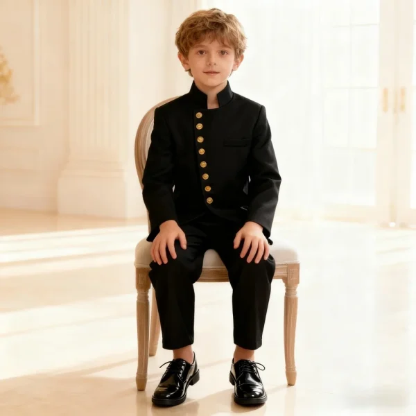 Boys' Elegant Black 2-Piece Suit - Image 2