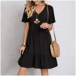 Women Summer Loose Waist Ruffle Fit Flare Dresses - Image 5