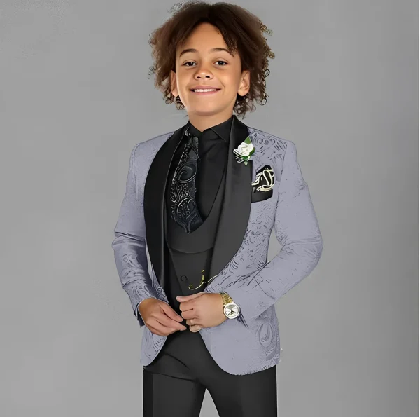 Boys' 3-Piece Jacquard Tuxedo Set - Image 2