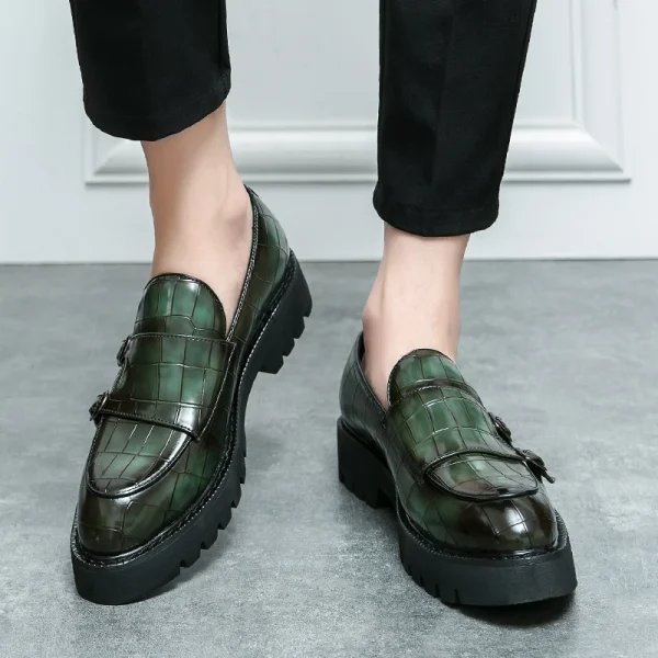 Green leather loafers' shoes - Image 18