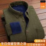 Men's Large Size Corduroy Fleece Warm Plaid Classic Style - Image 10