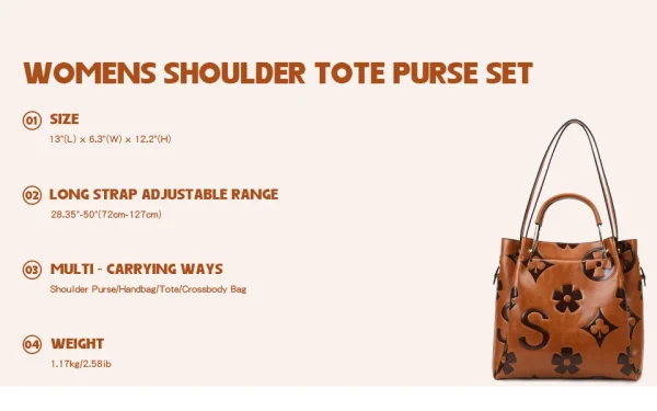 Top Handle Bucket Bag Set - Image 13