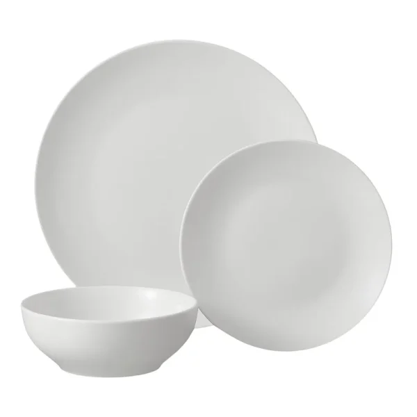 12-Piece White Stoneware Dinnerware Set 4 Dishwasher Microwave Safe Elegant Tableware Bowls Plates Ideal Formal Casual Use - Image 2