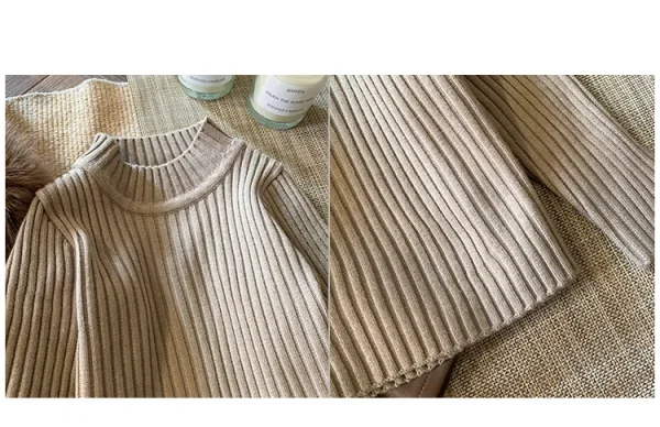 Korean Style Fur Knitted Top and Pleated Leather Mini Skirt Set - Image 12