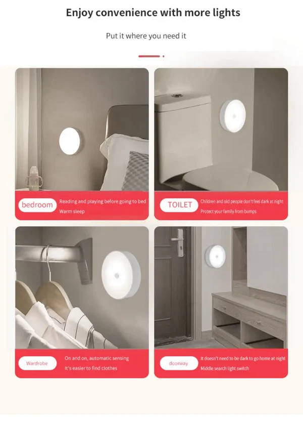 Motion Sensor Light With Remote Control USB Rechargeable Timer Night Light Dimmable LED Lamp Stairs Hallway Cabinet Nightlight - Image 12