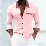 Men's shirt with plaid collar, trendy printed shirt, stylish and casual slim-fit long-sleeved shirt, suitable for everyday wear. - Image 32