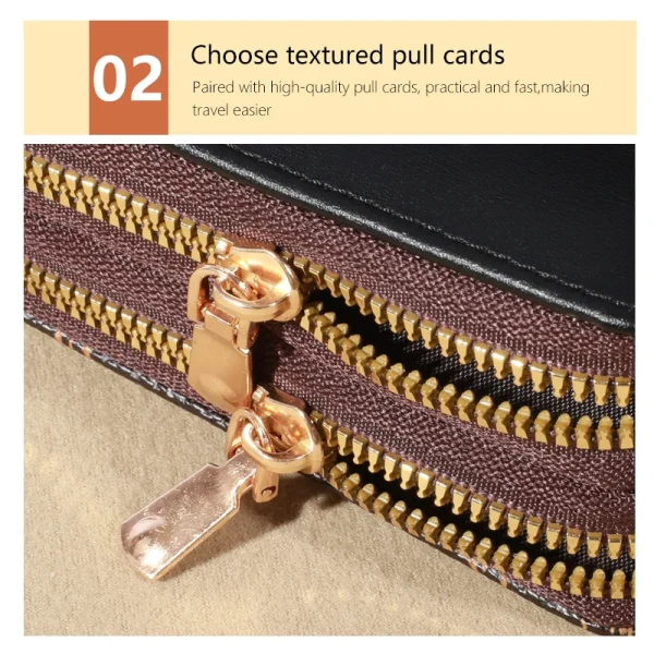RFID Protection Mini Wallet - Chic Faux Leather with Double Zipper, Multiple Card Slots & Slip Pocket, Compact Classic Clutch - Image 11