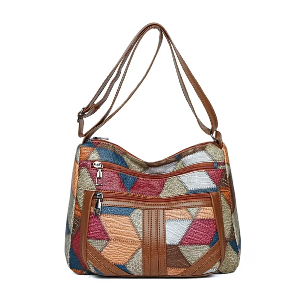 Women's  Crossbody Shoulder Bag, Lightweight Geometric Pattern, Multi-Layer Design, Secure Zipper Closure, Colorful Accessories - Image 7