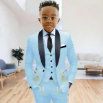 Boys' 3-Piece Navy Blue Shawl Lapel Tuxedo - Image 17