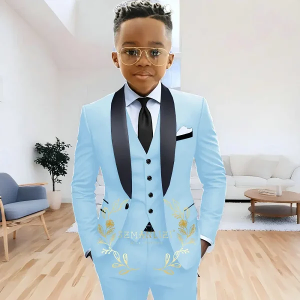 Boys' 3-Piece Navy Blue Shawl Lapel Tuxedo - Image 17