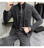 ( Jacket + Vest + Pants ) High-end Brand Boutique Fashion Solid Color Mens Casual Business Suit 3Piece Set Groom Wedding Dress - Image 20