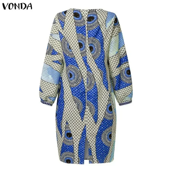 Vonda Plus Size Bohemian Print Long Sleeve Midi Dress - Image 21