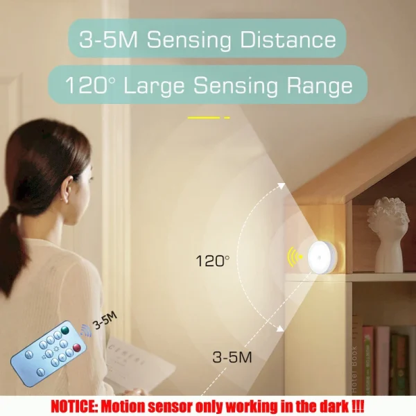 Motion Sensor Light With Remote Control USB Rechargeable Timer Night Light Dimmable LED Lamp Stairs Hallway Cabinet Nightlight - Image 3