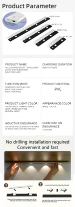 White/Black LED Cabinet Light USB Rechargeable Motion Sensor LED Light for Kitchen Wardrobe Cabinet Lighting 20CM/30CM/40CM/50CM - Image 22