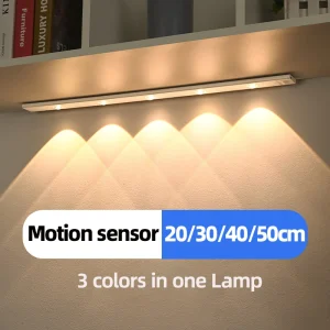 White/Black LED Cabinet Light USB Rechargeable Motion Sensor LED Light for Kitchen Wardrobe Cabinet Lighting 20CM/30CM/40CM/50CM