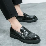 Green leather loafers' shoes - Image 15